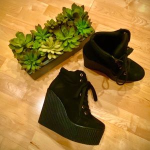 Black chunky wedges
